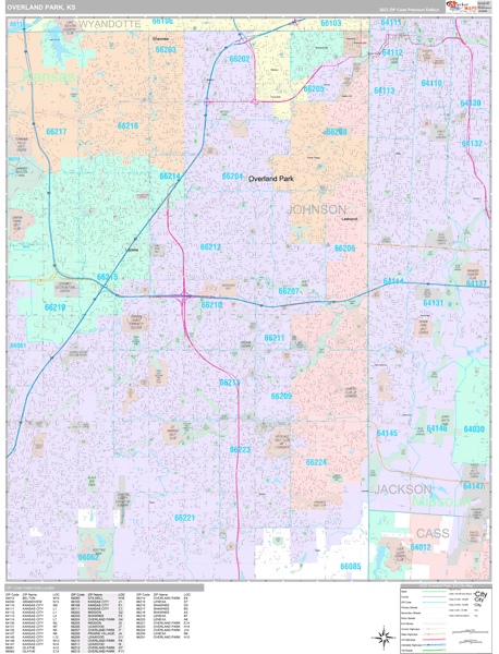 Overland Park Wall Map Premium MarketMAPS